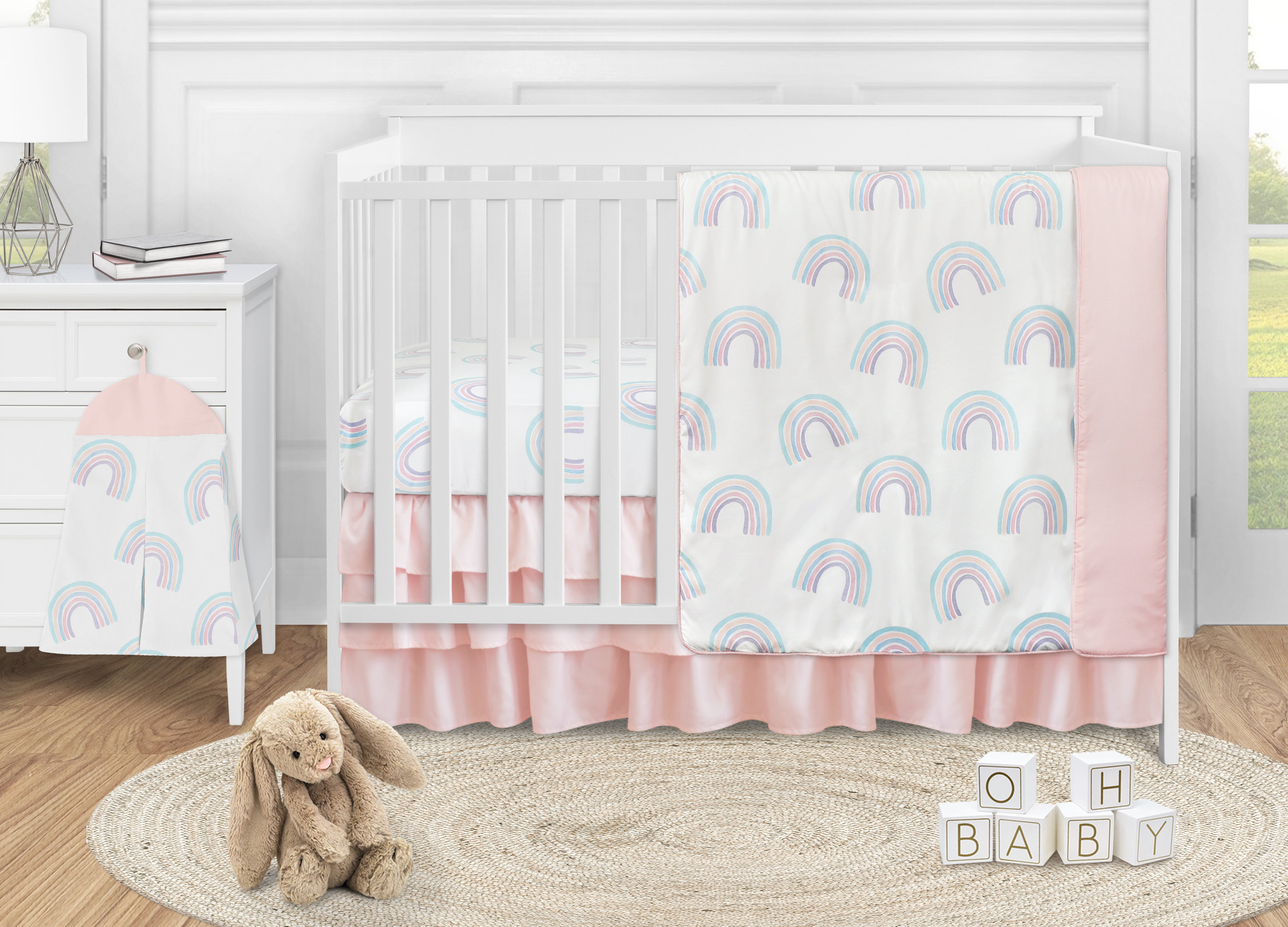 Rainbow crib bedding sale